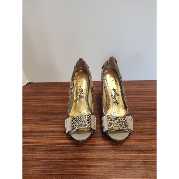 naughty monkey Shoes - Naughty Monkey Womens Heels Pumps Shoes Sz 6.5 M‎ Purple Grey Snake Chains